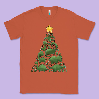 Dinosaur Christmas Tree Classic Tee Designed By Maliassmallbusiness