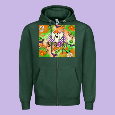 Spooky Season Zipper Hoodie Designed By Texasbilliewilder