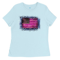 Baby Blue Old Leopard American Flag Ladies Tee - Bettercallsaul
