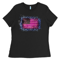 Black Old Leopard American Flag Ladies Tee - Bettercallsaul