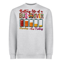 Heather Grey Battery Life Of A Bus Driver Heavyweight Sweatshirt - BundleAndBundleShop