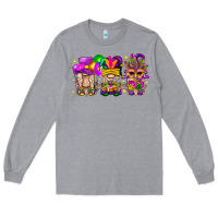 Heather Grey Mardi Gras Gnomies Cakes Flowers And Balloon Long Sleeve Tee - BundleAndBundleShop
