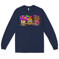 Navy Mardi Gras Gnomies Cakes Flowers And Balloon Long Sleeve Tee - BundleAndBundleShop