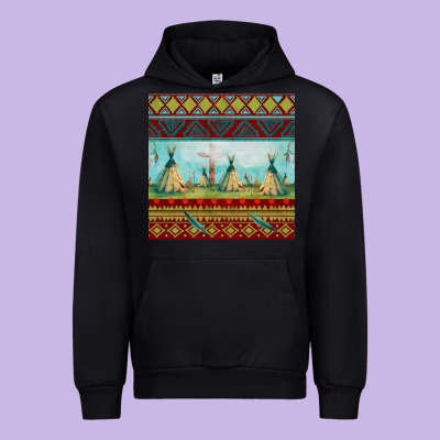 Teepe Tent Dreamcatcher Totem Pole Seamless Patter Urban Hoodie Designed By Fadigitalartstudio
