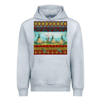 Heather Grey teepe tent dreamcatcher totem pole seamless patter Urban Hoodie - FaDigitalArtStudio