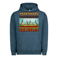 Pigment Midnight Navy teepe tent dreamcatcher totem pole seamless patter Urban Hoodie - FaDigitalArtStudio