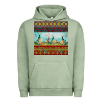 Pigment Oil Green teepe tent dreamcatcher totem pole seamless patter Urban Hoodie - FaDigitalArtStudio