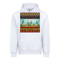 White teepe tent dreamcatcher totem pole seamless patter Urban Hoodie - FaDigitalArtStudio