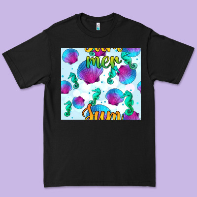 Seahorse And Sea Shell Seamless Pattern Premium Tee Designed By Bundleandbundleshop