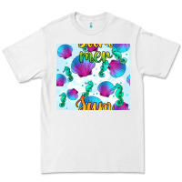 White seahorse and sea shell seamless pattern Premium Tee - BundleAndBundleShop