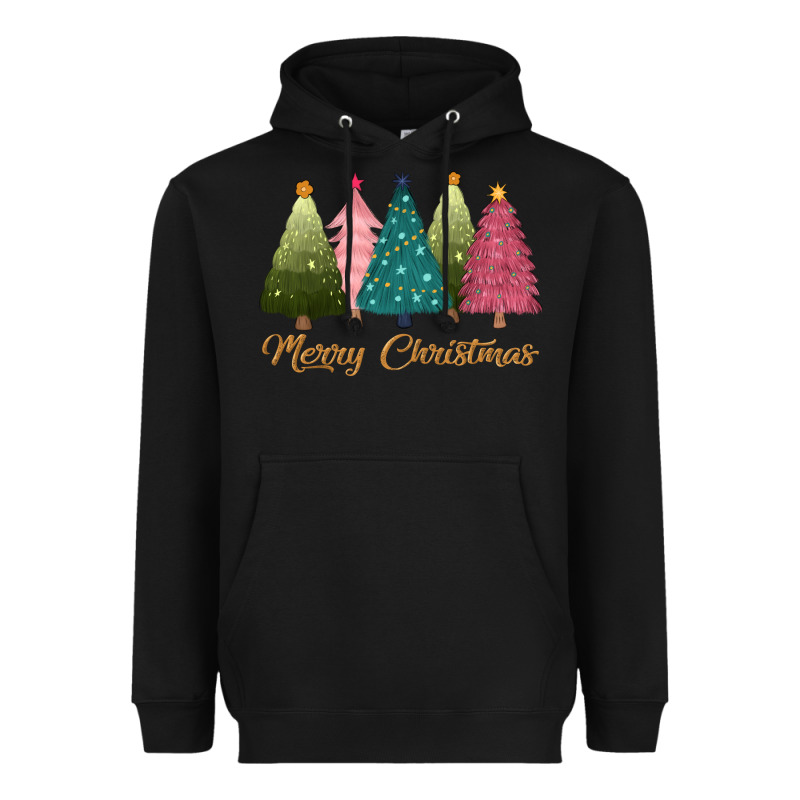 Merry Christmas Trees Heavyweight Hoodie by CowGirlArtShop | Teevron