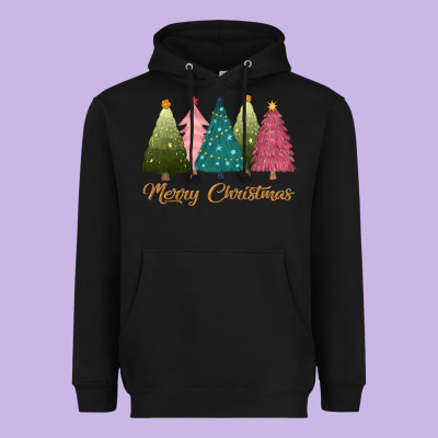 Merry Christmas Trees Heavyweight Hoodie Designed By Cowgirlartshop