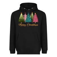 Black merry christmas trees Heavyweight Hoodie - CowGirlArtShop