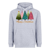 Heather Grey merry christmas trees Heavyweight Hoodie - CowGirlArtShop