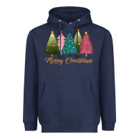 Navy merry christmas trees Heavyweight Hoodie - CowGirlArtShop