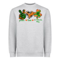 Heather Grey Peace Love St.Patrick's Day Heavyweight Sweatshirt - BundleAndBundleShop
