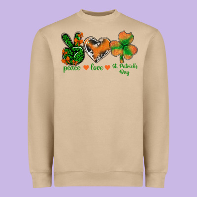 Peace Love St.patrick's Day Heavyweight Sweatshirt Designed By Bundleandbundleshop
