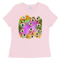 Bubblegum Pink eyes leopard halloween patch Ladies Tee - BundleAndBundleShop
