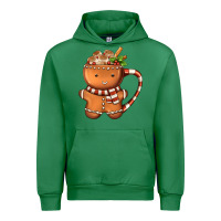 Emerald Gingerbread Cookie Man Hot Cocoa Coffee Urban Hoodie - FaDigitalArtStudio