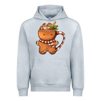 Heather Grey Gingerbread Cookie Man Hot Cocoa Coffee Urban Hoodie - FaDigitalArtStudio