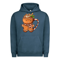 Pigment Midnight Navy Gingerbread Cookie Man Hot Cocoa Coffee Urban Hoodie - FaDigitalArtStudio