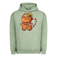Pigment Oil Green Gingerbread Cookie Man Hot Cocoa Coffee Urban Hoodie - FaDigitalArtStudio