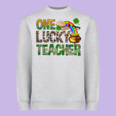 One Lucky Teacher St. Patricks Heavyweight Sweatshirt Designed By Bundleandbundleshop