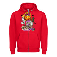 Red Happy Halloween with Skeleton Zipper Hoodie - texasbilliewilder
