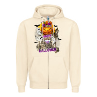 Sandshell Happy Halloween with Skeleton Zipper Hoodie - texasbilliewilder