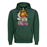 Sports Green Happy Halloween with Skeleton Zipper Hoodie - texasbilliewilder