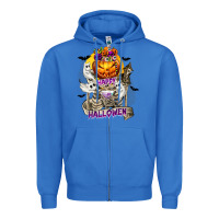 True Royal Happy Halloween with Skeleton Zipper Hoodie - texasbilliewilder