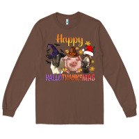 Chestnut Happy Hallothanksmas Farm Animal Long Sleeve Tee - BundleAndBundleShop
