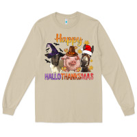 Mushroom Happy Hallothanksmas Farm Animal Long Sleeve Tee - BundleAndBundleShop