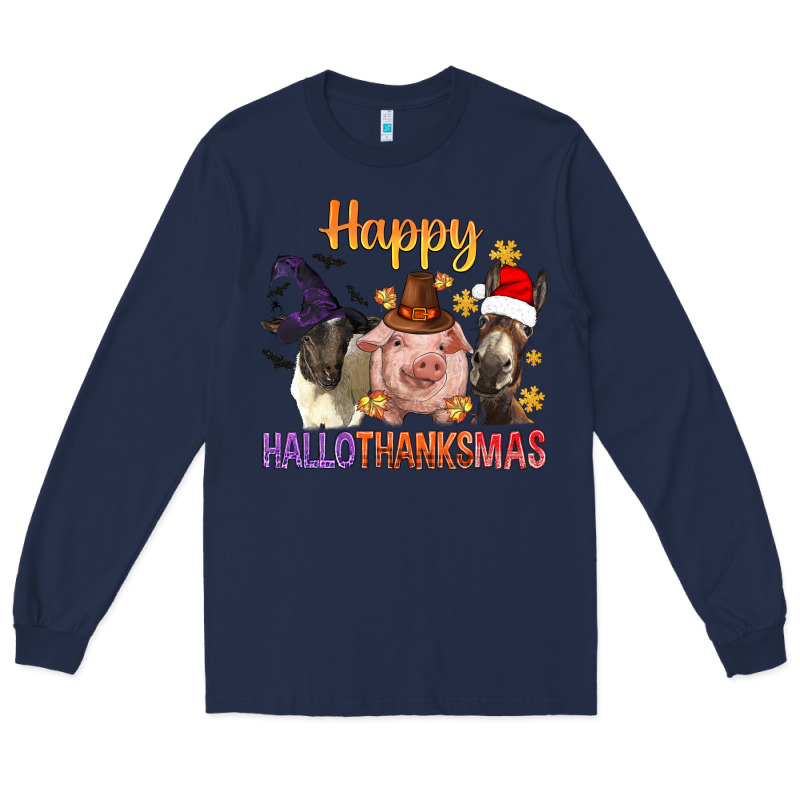 Happy Hallothanksmas Farm Animal Long Sleeve Tee by BundleAndBundleShop | Teevron