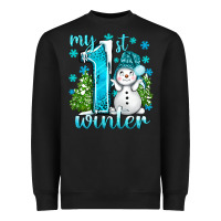 My 1 St Winter With Cute Snowman Heavyweight Sweatshirt | Teevron