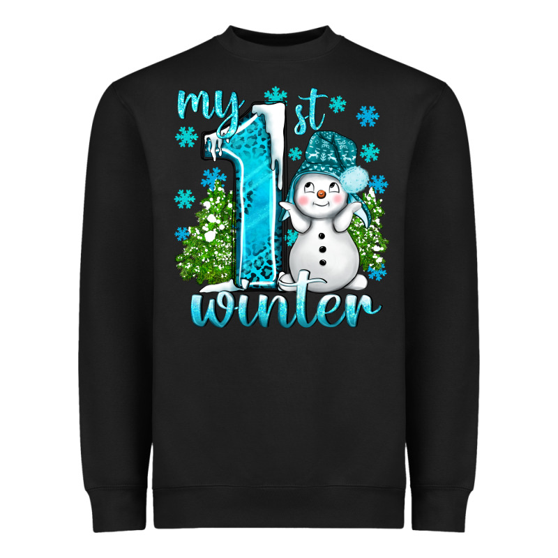 My 1 St Winter With Cute Snowman Heavyweight Sweatshirt by BundleAndBundleShop | Teevron