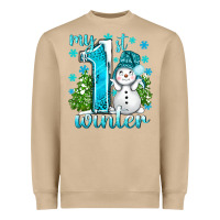 Mushroom My 1 St Winter With Cute Snowman Heavyweight Sweatshirt - BundleAndBundleShop