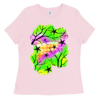 Bubblegum Pink star halloween patch Ladies Tee - BundleAndBundleShop