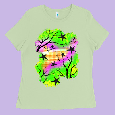 Star Halloween Patch Ladies Tee Designed By Bundleandbundleshop
