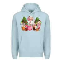 Blue Mist pink christmas santa coffe cups Premium Hoodie - CowGirlArtShop