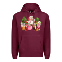 Burgundy pink christmas santa coffe cups Premium Hoodie - CowGirlArtShop