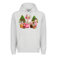 Dove Grey pink christmas santa coffe cups Premium Hoodie - CowGirlArtShop