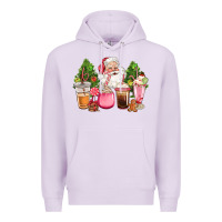 Lilac pink christmas santa coffe cups Premium Hoodie - CowGirlArtShop
