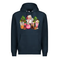 Navy pink christmas santa coffe cups Premium Hoodie - CowGirlArtShop