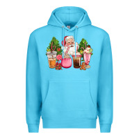 Ocean Blue pink christmas santa coffe cups Premium Hoodie - CowGirlArtShop