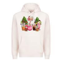 Pale Pink pink christmas santa coffe cups Premium Hoodie - CowGirlArtShop