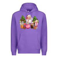Purple pink christmas santa coffe cups Premium Hoodie - CowGirlArtShop