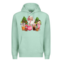 Seafoam pink christmas santa coffe cups Premium Hoodie - CowGirlArtShop