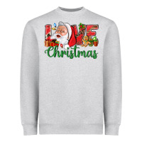 Heather Grey Love Christmas With Santa Heavyweight Sweatshirt - BundleAndBundleShop