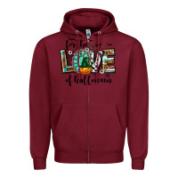 Burgundy Western For The Love of Halloween Zipper Hoodie - texasbilliewilder